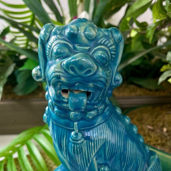 FOO Dog Statue 9 1/2", Turquoise Chinese Good Fortune Figure, Home Decor Vintage - Picture 14 of 14